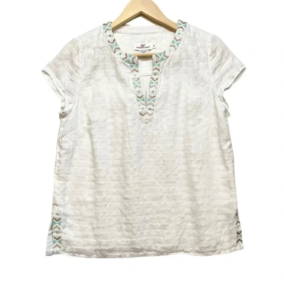 Vineyard Vines Linen V-Neck Bohemian Top - Picture 1 of 3